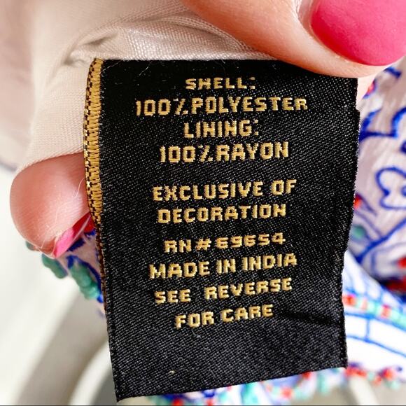 New Friends Colony Medallion Beaded Shift Dress White Blue Size Large - Picture 11 of 11